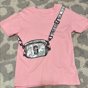 Marc Jacobs Pink T-Shirt with Silver Bag Design